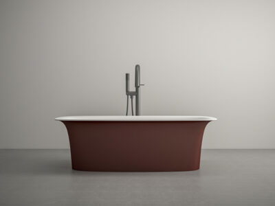 TJG54516-32A Freestanding Corian Bathtub in Matt White With Red