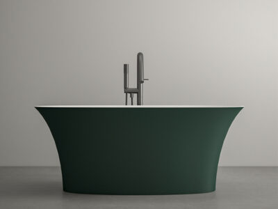TJG54415-32A Freestanding Corian Bathtub in Matt White With Green